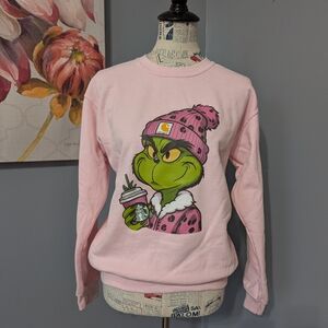 Pink Grinch Graphic Sweatshirt with Starbucks